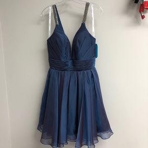 Brand new steel blue short formal dress